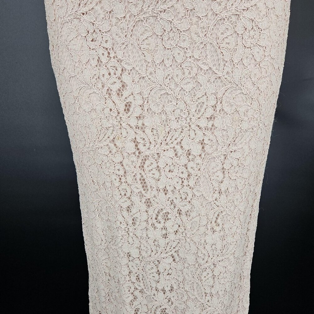 Adrianna Papell Dress Formal Gown 2 Pink Champagne Lace Sleeveless Sheath Maxi - Picture 4 of 16